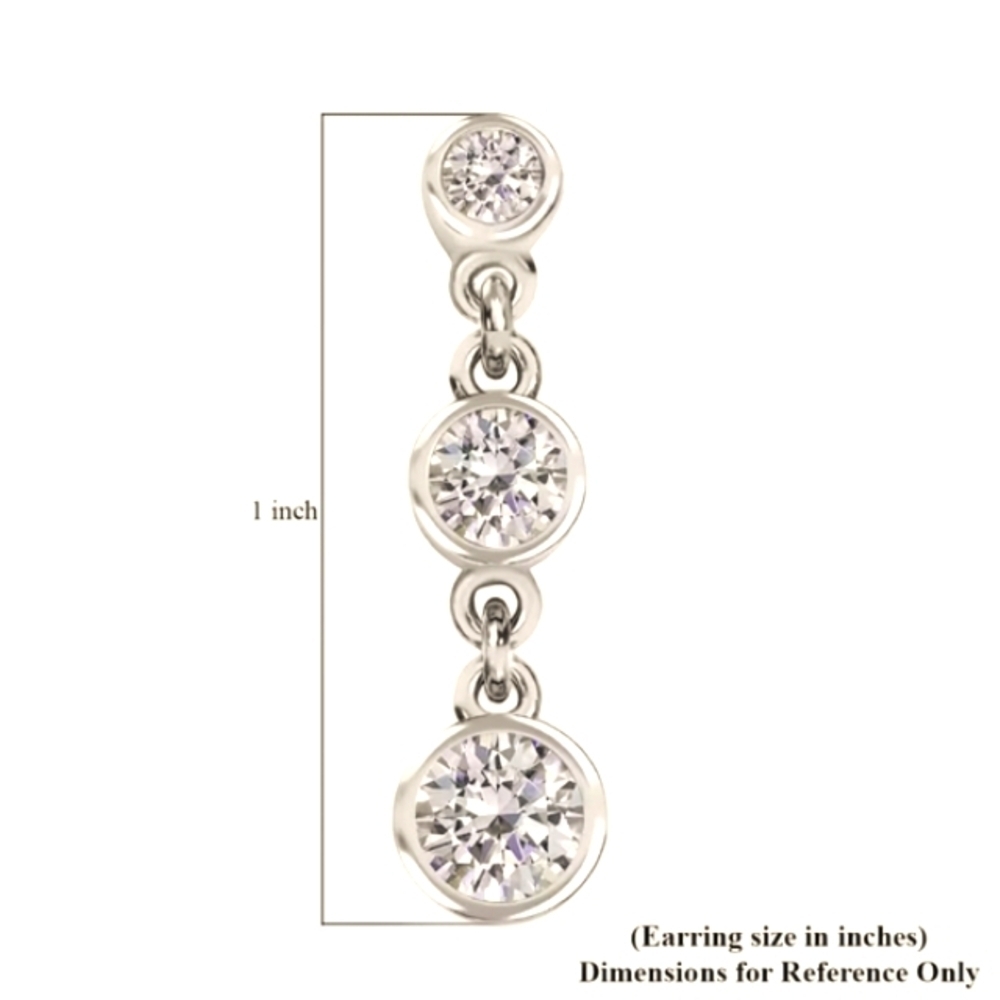 🔥Moissanite 1.60 ctw Dangle Earrings in Platinum Over Sterling Silver - Picture 5 of 6